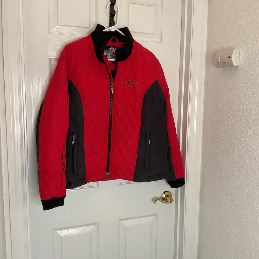 Harley-Davidson Womens XL Red Black Quilted Puffer Jacket Moto 97419-06VW